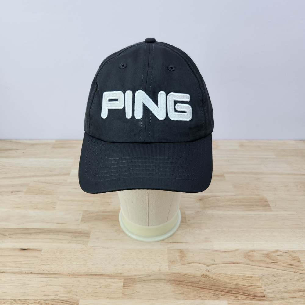 Ping Performance Golf Hat Cap Gray White Strapback Adjustable Lightweight